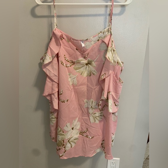 💜 Charming Rosegal Pink Floral Ruffle Camisole Top - Size 2X - Picture 7 of 7
